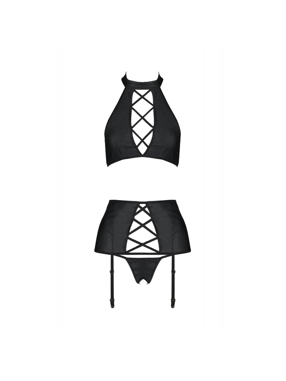 Ensemble 3 Pièces Nancy Cuir Leather Collection Noir