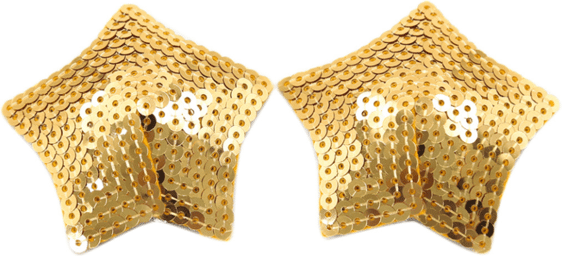 Paire de cache tétons adhésifs étoile pailletée sequin doré