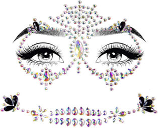 Autocollant de bijoux pour visage Calavera Adhesive Face Jewels Sticker MULTICOLOR