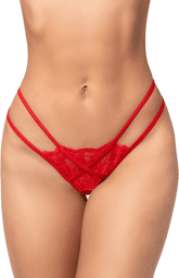 String rouge en dentelle à lanières avec anneau Rouge