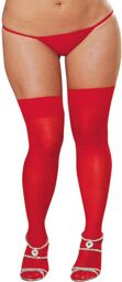Bas nylon rouges coutures grande taille pour jarretelles - DG0007XRED Rouge
