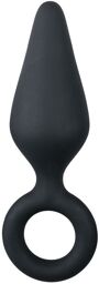 Plug anal noir avec anneau de traction - Petit