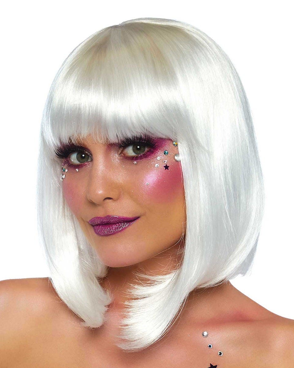 Perruque blanche et phosphorescente carré court