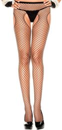 Collant noir résille échancré sur les hanches et entre-jambes Noir
