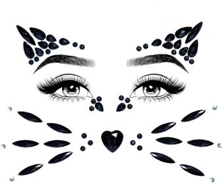 Bijoux de visage adhésifs Animal Adhesive Face Jewels Sticker Black