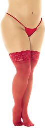 Bas en nylon sexy rouge, grande taille, autofixant - MAL1108XRD Rouge