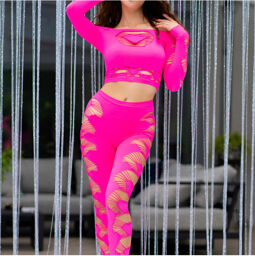 Ensemble CR-4632 top et leggings Rose