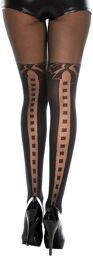 Collant semi opaque noir effet bas sexy fantaisie Noir