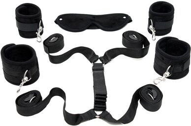 Kit de contrainte Under Bed Noir et masque (5 pièces)