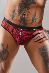 Slip type brésilien zébré rouge et noir Rouge
