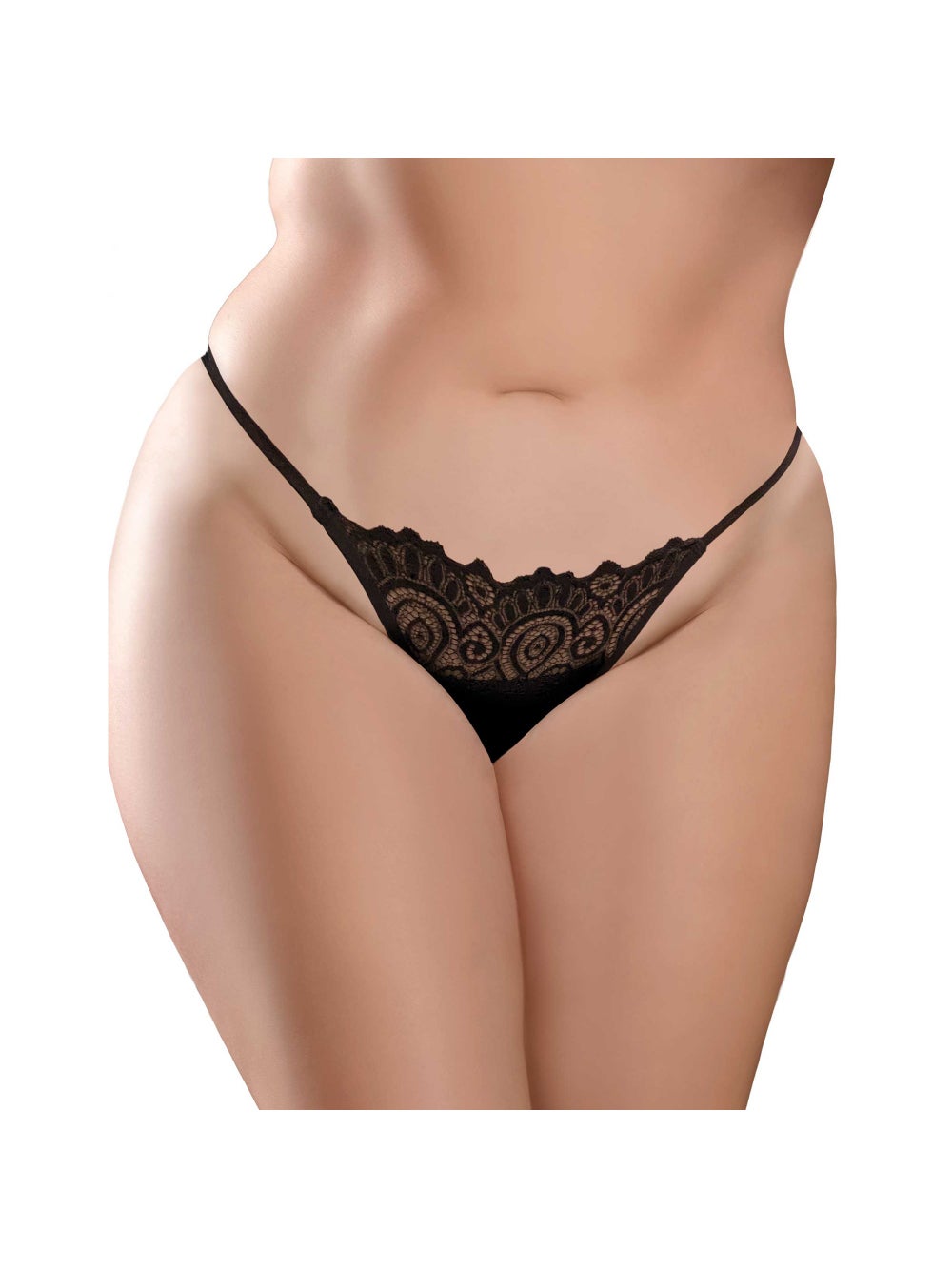 Culotte Ouverte & Plug Anal Vibrant Lace Peek-a-Boo Hookup Panties