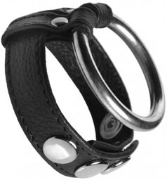 Anneau pénien et testicules en cuir et acier