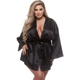 Baci - All Satin Robe Black Queen