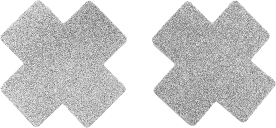 Paire de cache tétons adhésifs croix pailletée blanc