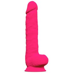 Gode Ventouse XXL avec testicules 38 cm ø7 Rose
