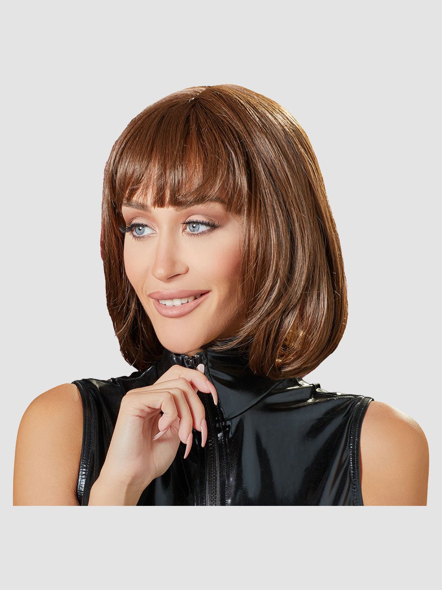 Perruque carré mi-long brun