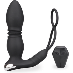 Plug anal télécommandé vibrant va-et-vient avec double anneau Paolo