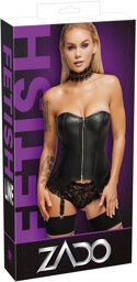 Corset porte-jarretelles en cuir doux Noir