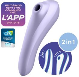 Vibromasseur et stimulateur de clitoris violet connecté Dual Pleasure