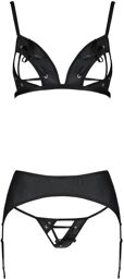 Miley 3 pièces set with open bra black Noir