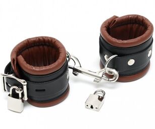 Menottes chevilles rembourrés luxueuses marron