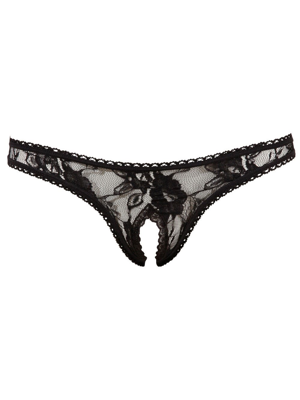 String Ouvert en Dentelle Noire