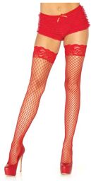 Bas Autofixants 9201 Résille & Dentelle Rouges Rouge