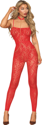 Bodystocking sans couture, fantaisie rouge avec chainettes amovibles Rouge