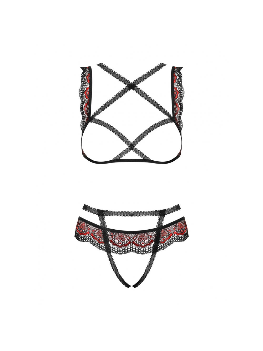 Ensemble 2 Pièces Ouvert Megies Noir & Rouge