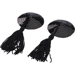 Cache-tétons Ronds Noirs avec Pompoms