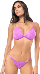 Mapalé Ensemble sexy 2 pièces dentelle douce et extensible Violet