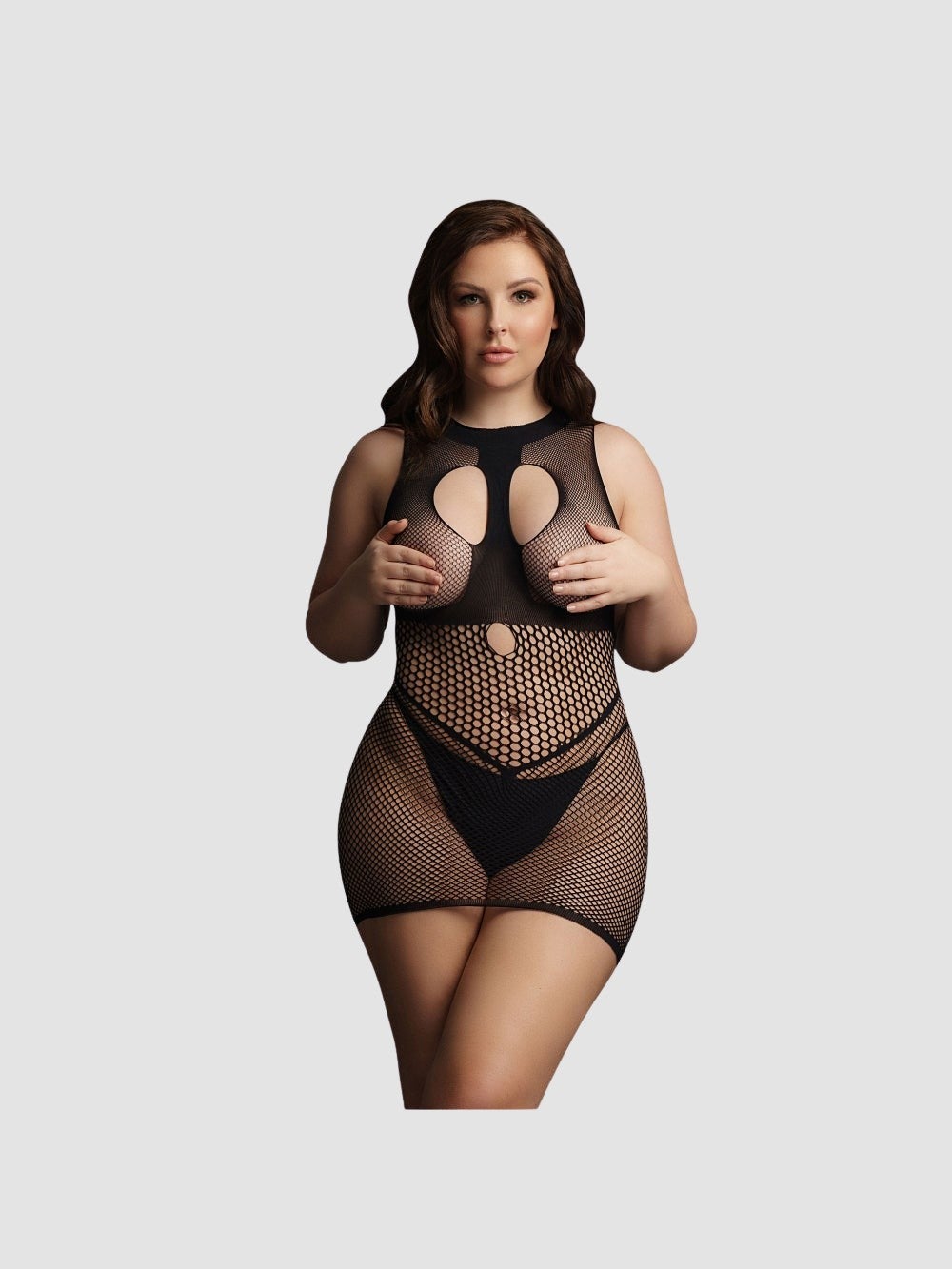 Robe Col Haut DES029 Résille Noire GT