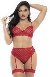 Ensemble deux pièces en dentelle rouge Rouge