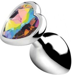Plug Anal Métal Bijou Rainbow Prism Heart Small Argent