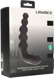 Stimulateur prostatique en silicone vibrant, chauffant et flexible avec perles - Noir