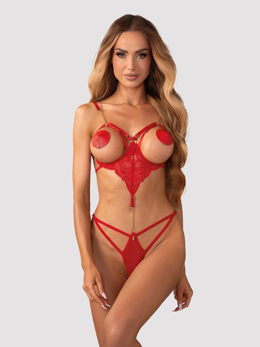 Body ouvert seins nus Matildea rouge L/XL