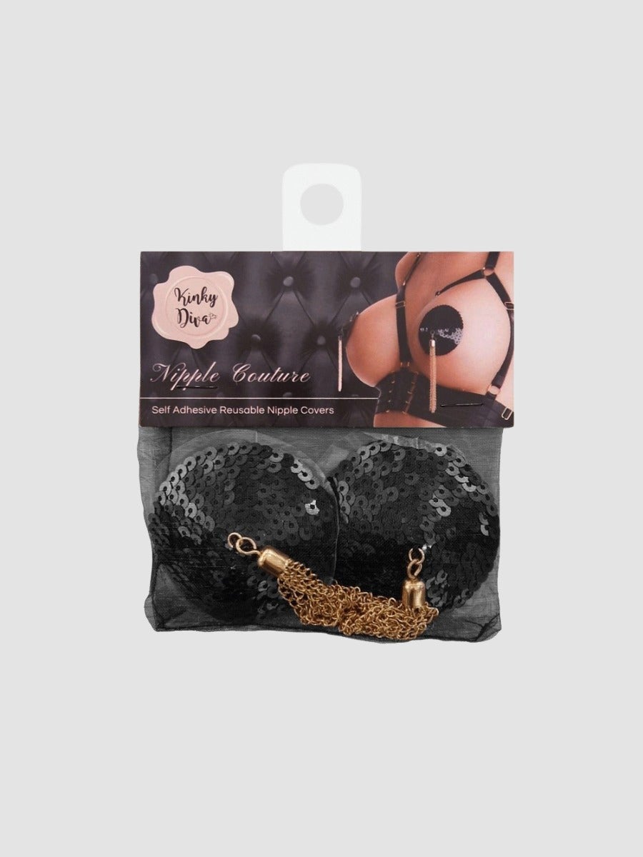 Cache-tétons Chain noir & or