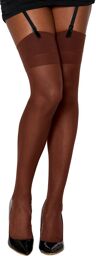 Bas nylon avec jarretières couleur café - DG0007ESP Café