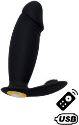 ACHILLE, Mini vibromasseur noir USB, forme pénis avec stimulation clitoridienne, avec télécommande