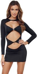 Robe Courte Torsadée Noir