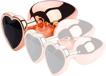 Plug Bijou Anal Gold Heart L 8 x 4.1cm Noir