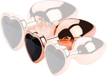 Plug Bijou Anal Gold Heart M 7 x 3.4cm Noir