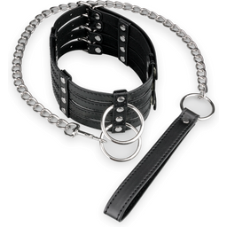 Collier BDSM similicuir 4 sangles et laisse