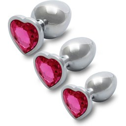 Plug bijou Métallique Cœur Silver - Saphir Rose