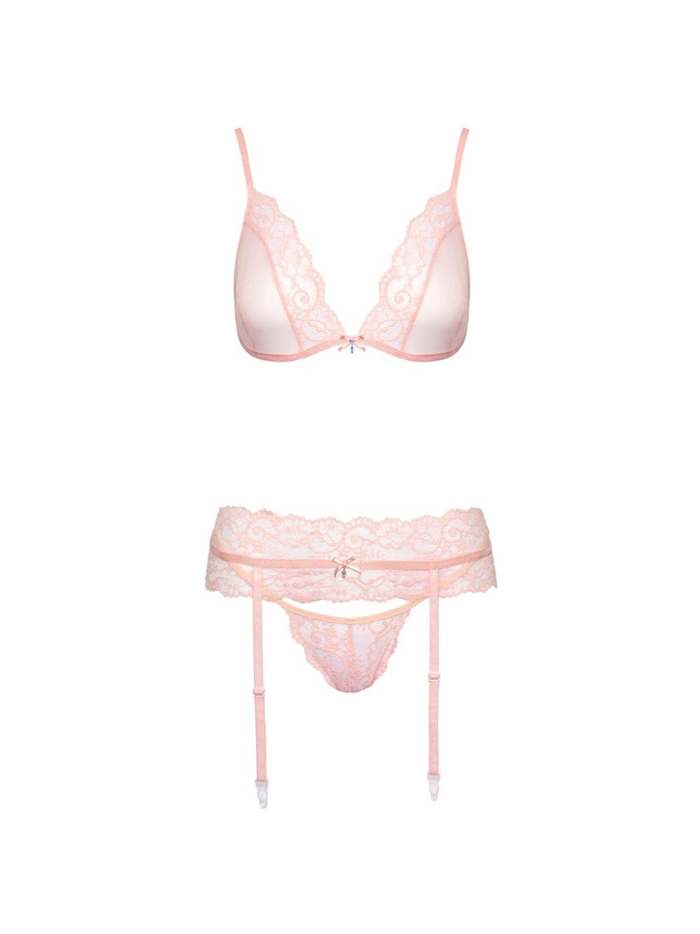 Ensemble 3 pièces dentelle rose