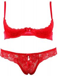Ensemble 2 Pièces Dentelle Rouge Rouge