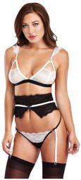 Costume Soubrette 3 Piàces Noir & Blanc Noir