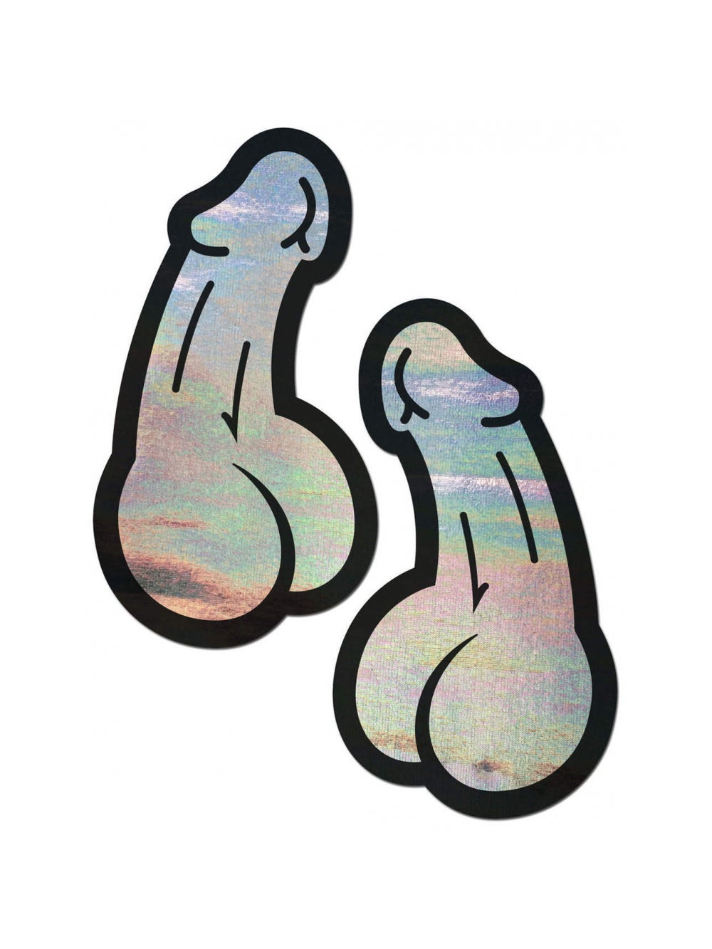 Autocollants Pénis Holographique Argent