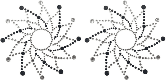 Paire de cache tétons adhésifs strass noir et blanc