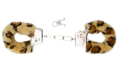 Menottes Fausse Fourrure Imprimé Animal Marron